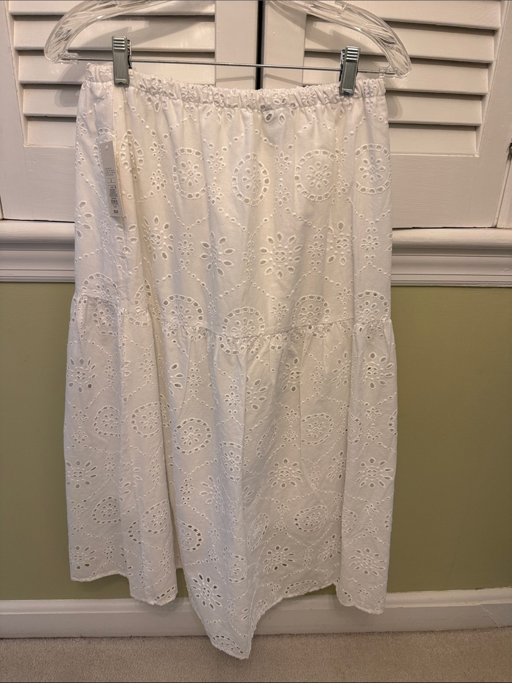 BNWT A New Day Skirt - White Eyelet Tiered Midi Skirt - size Small